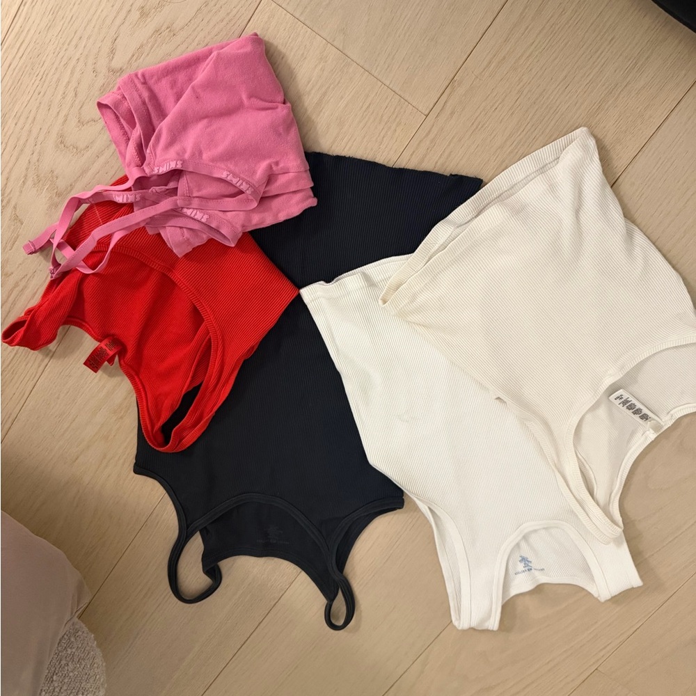 Brandy Melville and Skims Ribbed Tank Tops Bundle - Black, White, Red, Pink - Picture 2 of 2